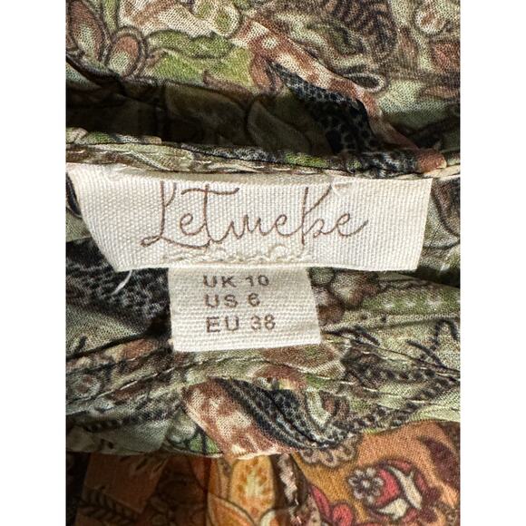 Anthropologie Let Me Be Peasant Blouse With Tassel Accent Muted Colors Size 6 - Picture 5 of 9